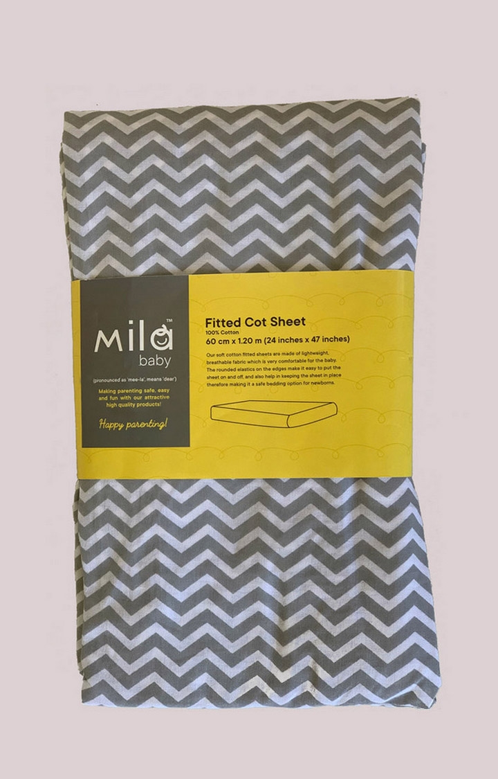 Mila Baby Grey Chevron Fitted Cot Sheet Small