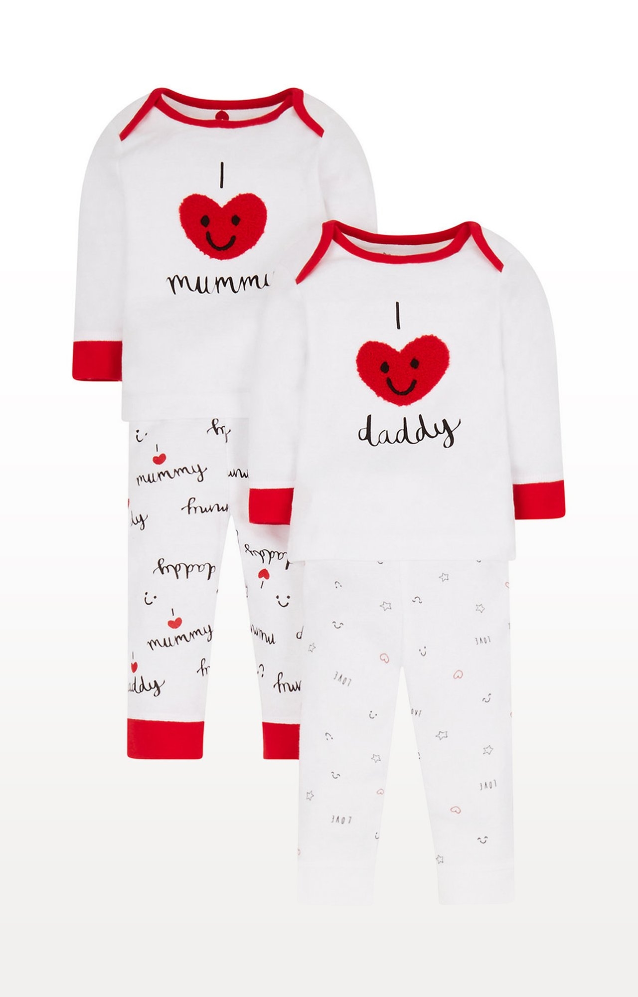 White and Red Printed Nightsuit - Pack of 2