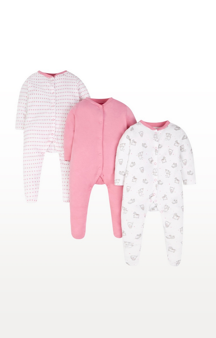 Mothercare | Heart Sleepsuits - 3 Pack