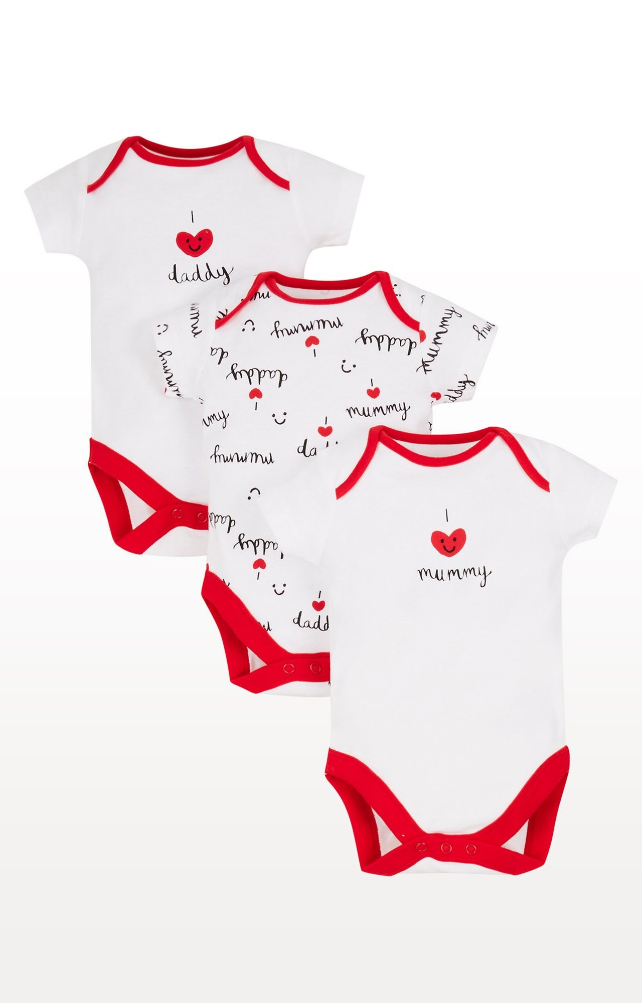 Mothercare | White and Red Printed Romper - Pack of 3