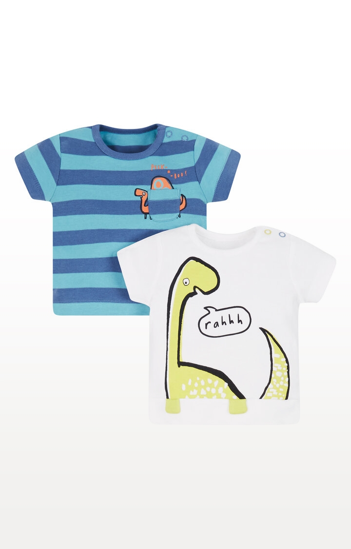 Mothercare | Striped Dinosaur T-Shirts - Pack of 2