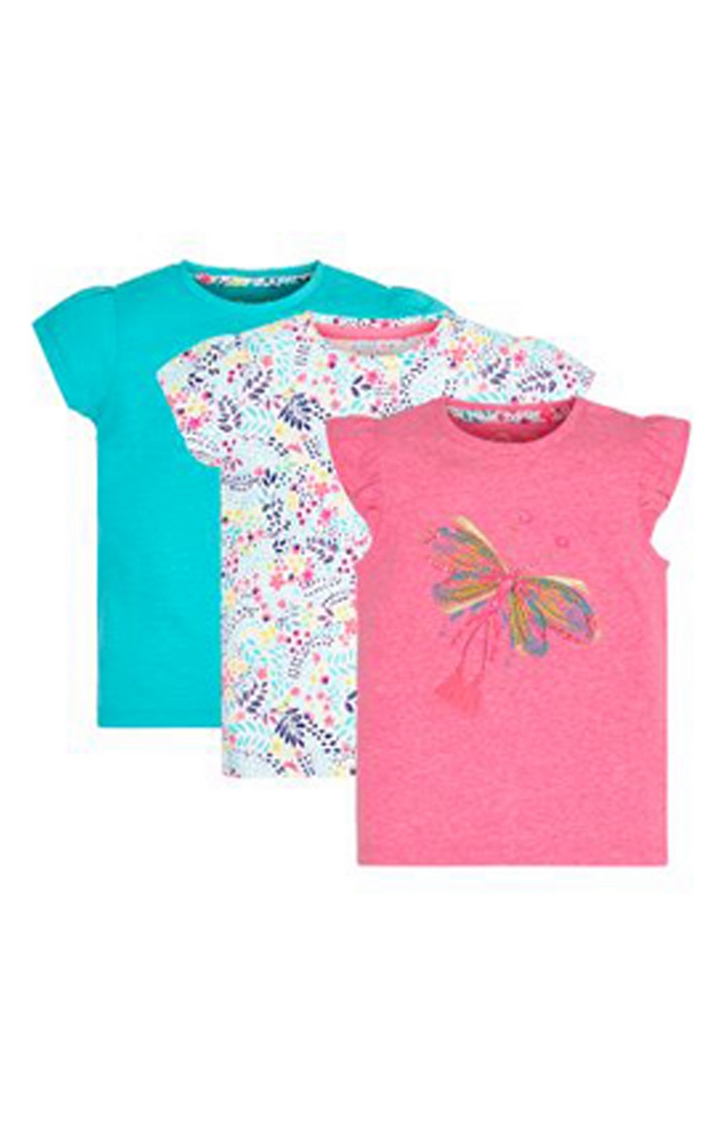 Mothercare | Turquoise, White and Pink Printed Top - Pack of 2