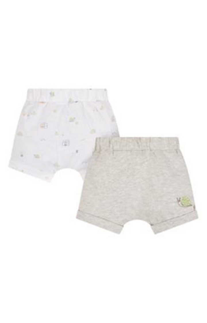 Mothercare | White and Grey Printed Shorts - Pack of 2