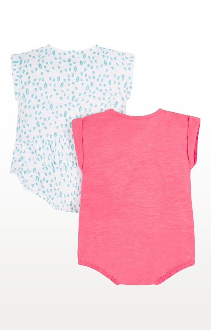 Pink and Blue Printed Rompers - Pack of 2