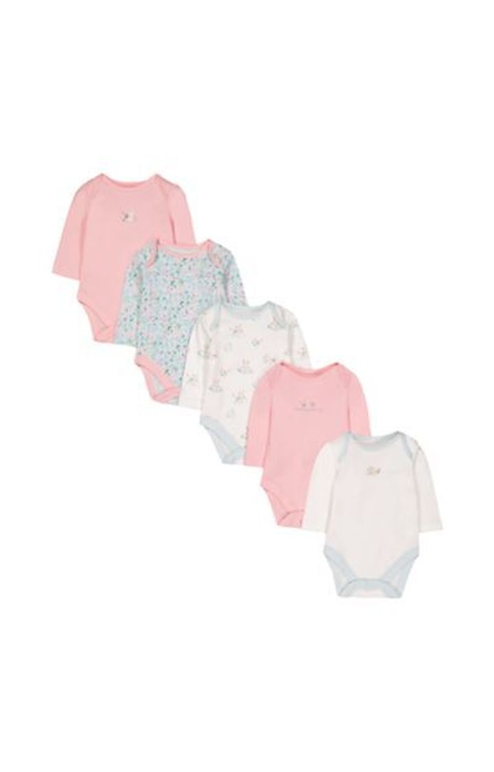 Floral Bunny Bodysuits - 5 Pack