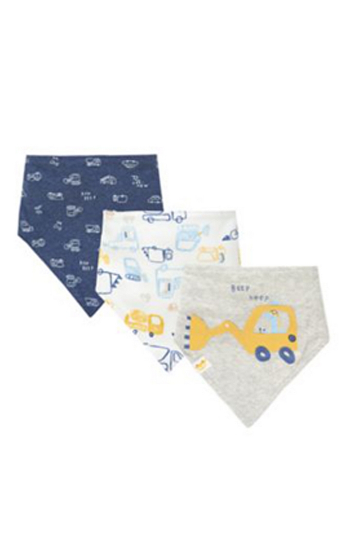 Mothercare | Navy, White and Grey Printed Bibs - Pack of 3