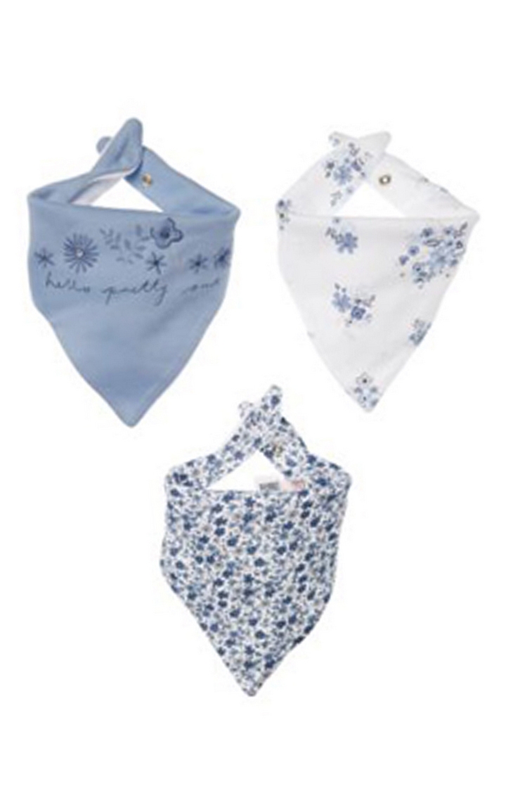 Mothercare | White and Blue Printed Bibs - Pack of 3