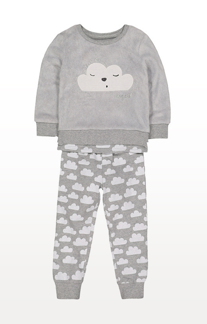 Mothercare | Grey Fluffy Cloud 3-Piece Pyjama Set