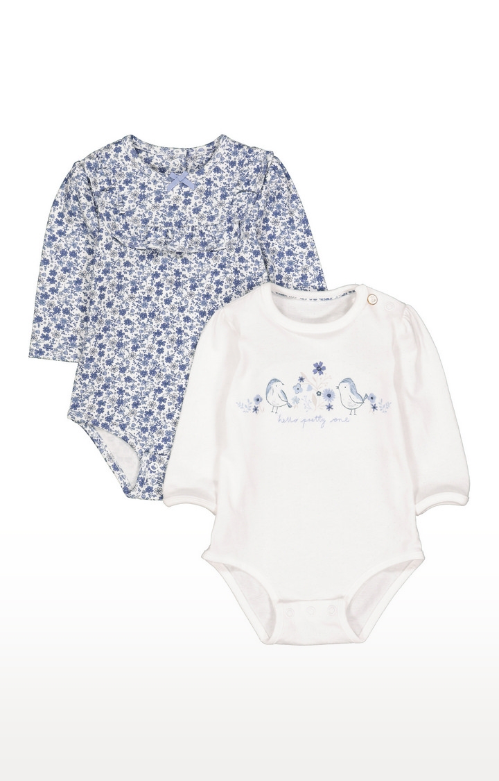 Mothercare | Pretty Blue Floral Bodysuits - 2 Pack