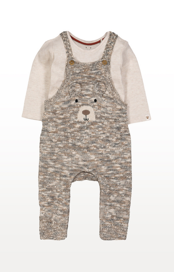 Knitted Bear Dungarees and Bodysuit Set