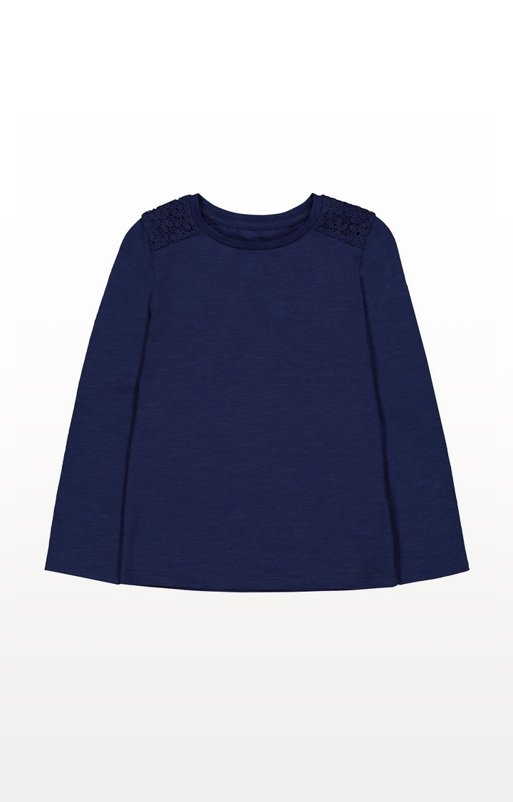 Mothercare | Navy Crochet Shoulder T-Shirt