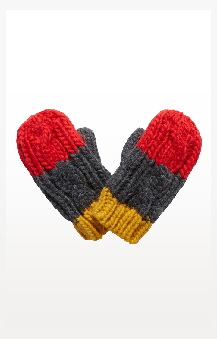 Mothercare | Mustard, Grey And Red Mittens