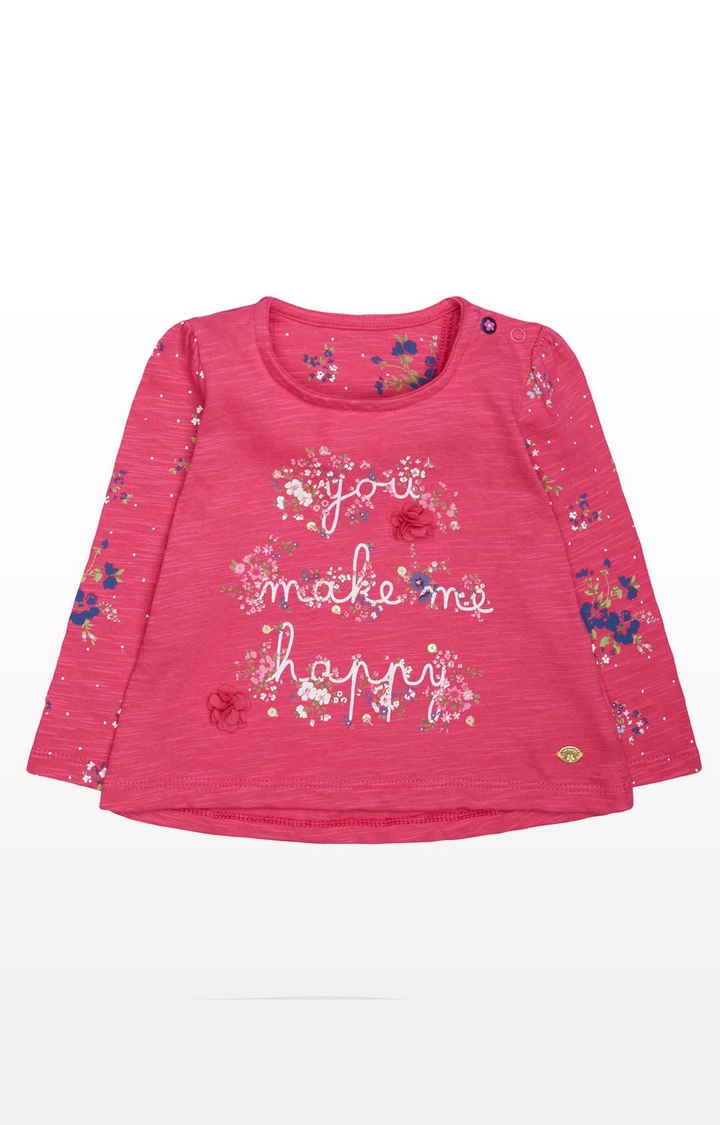 Mothercare | Pink Floral Happy T-Shirt