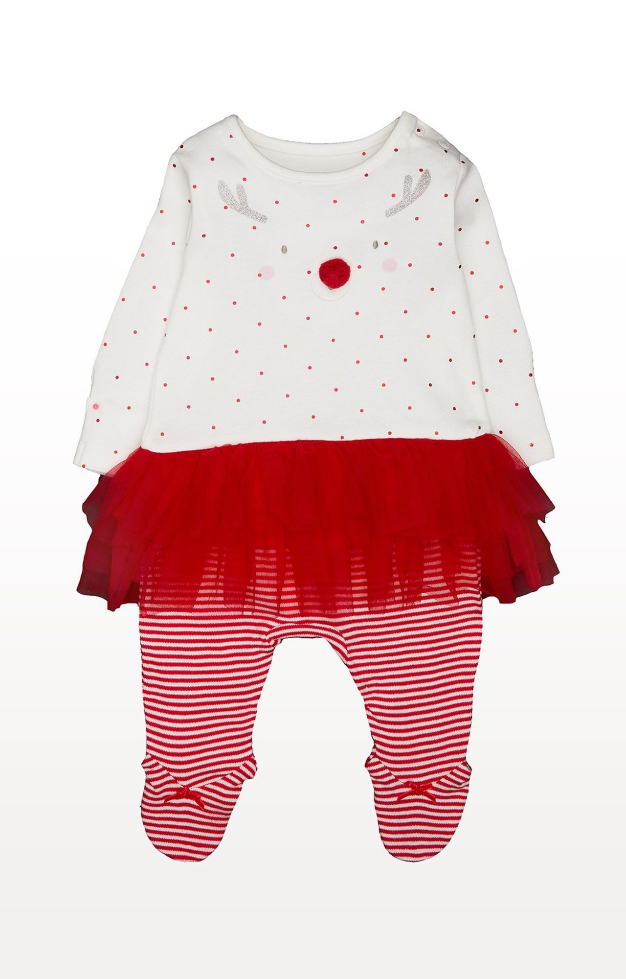 Mothercare | Red Printed Reindeer Tutu All In One