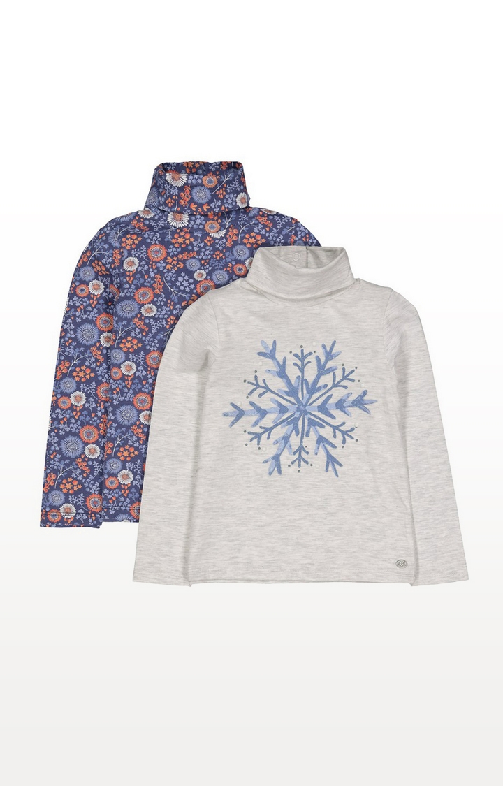 Mothercare | Snowflake Floral Roll Neck Tops - 2 Pack