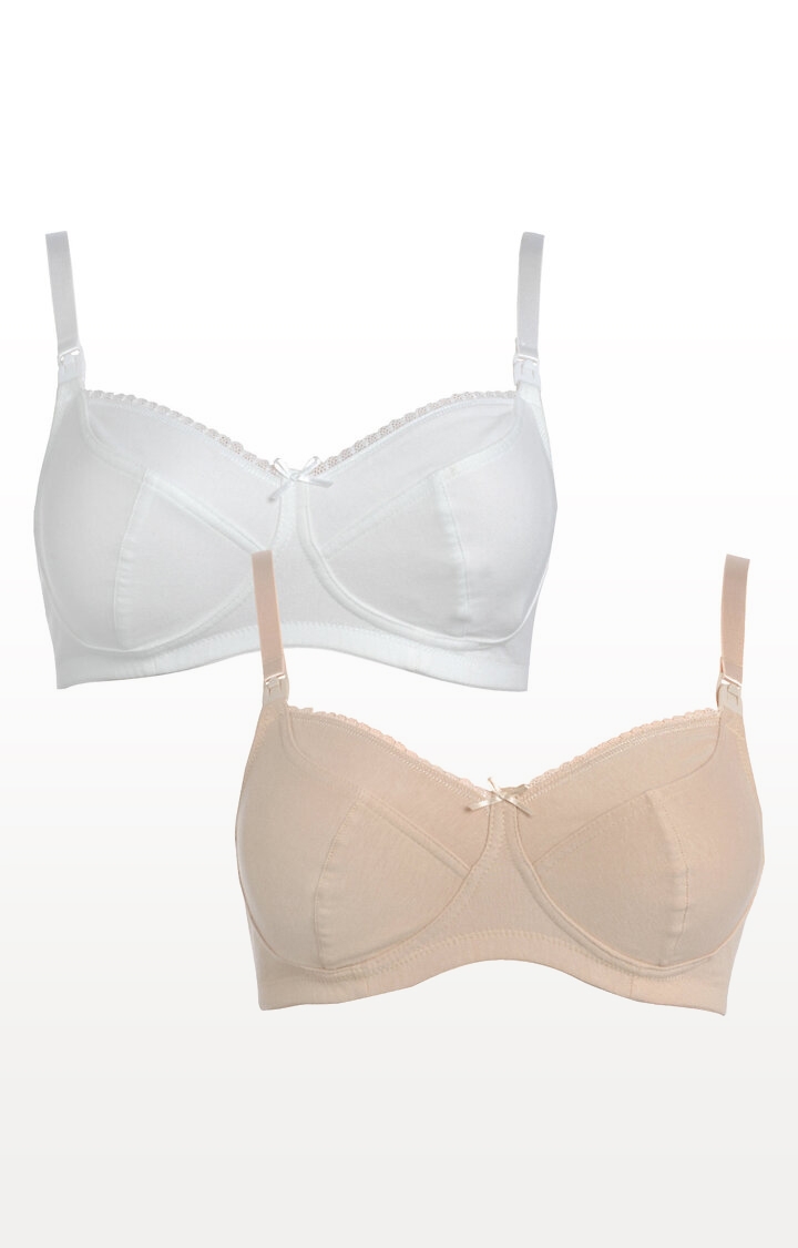 Mothercare | Beige and White Soft Cup Nursing Bras - Pack of 2