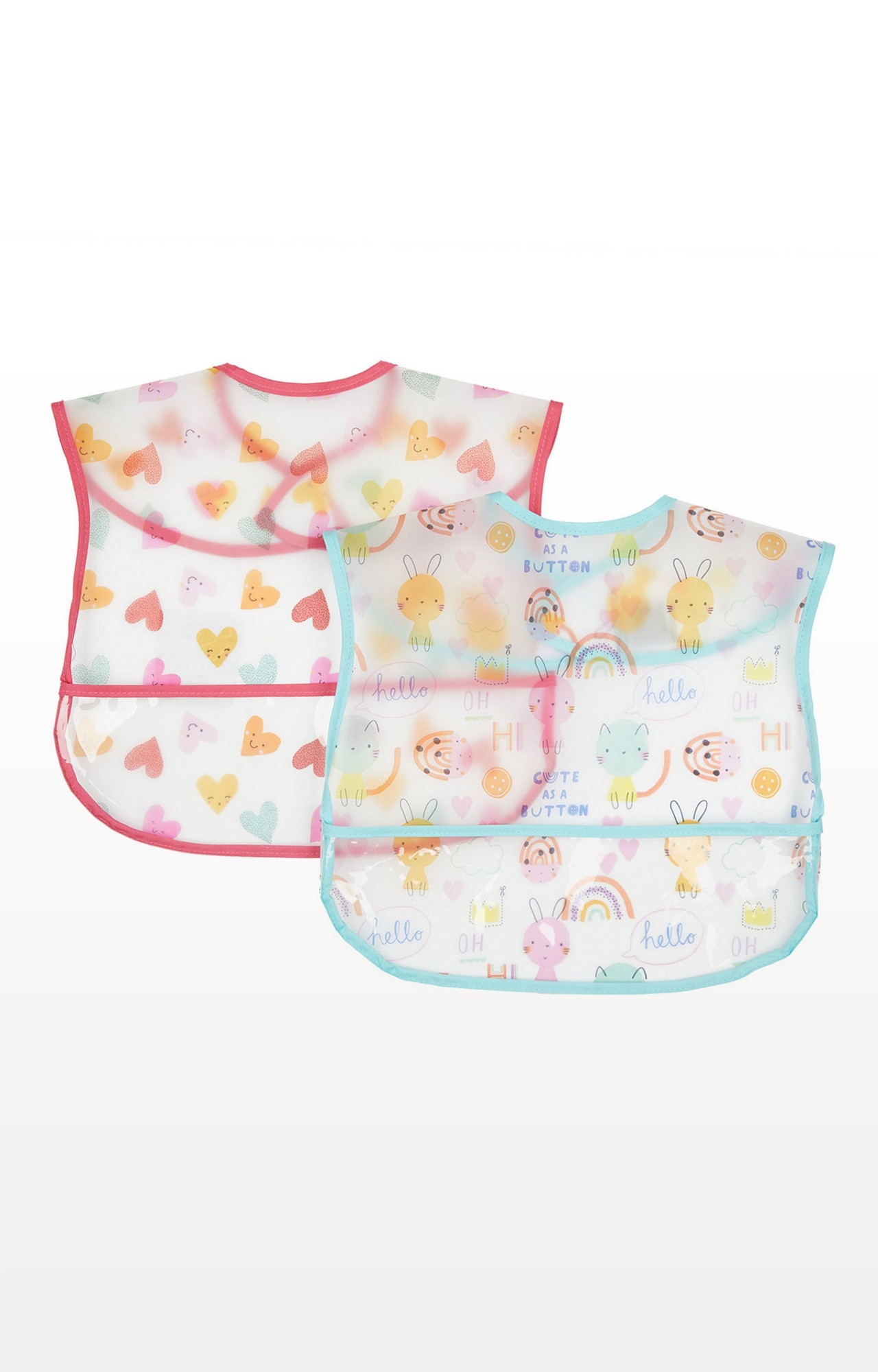 Multicoloured Oh So Happy Crumb Catcher Bibs - Pack of 2