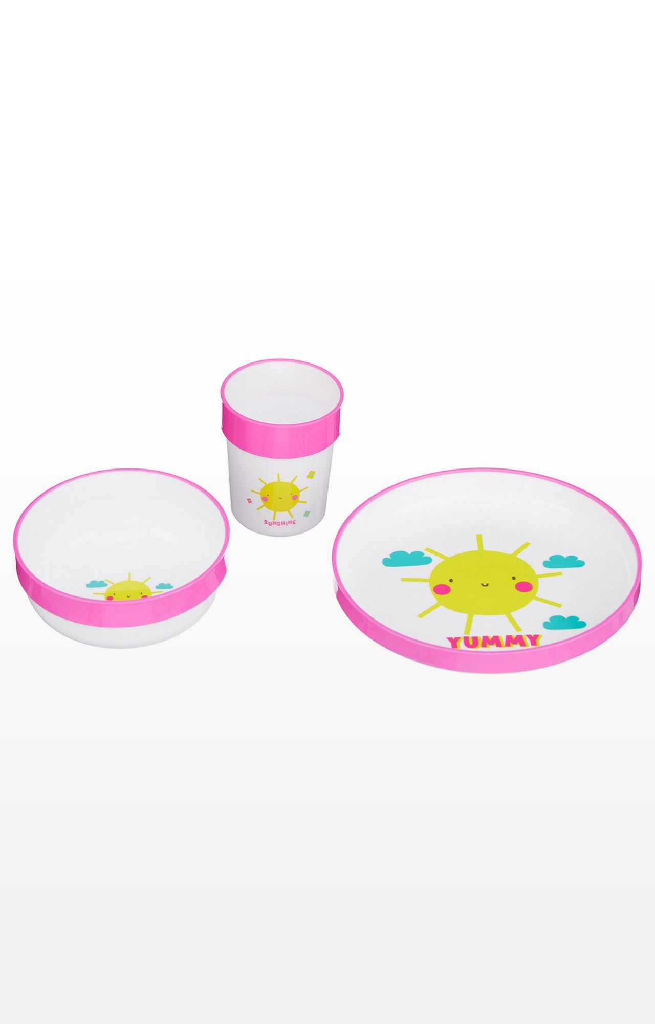 Mothercare | Pink and White Three-Piece Feeding Set