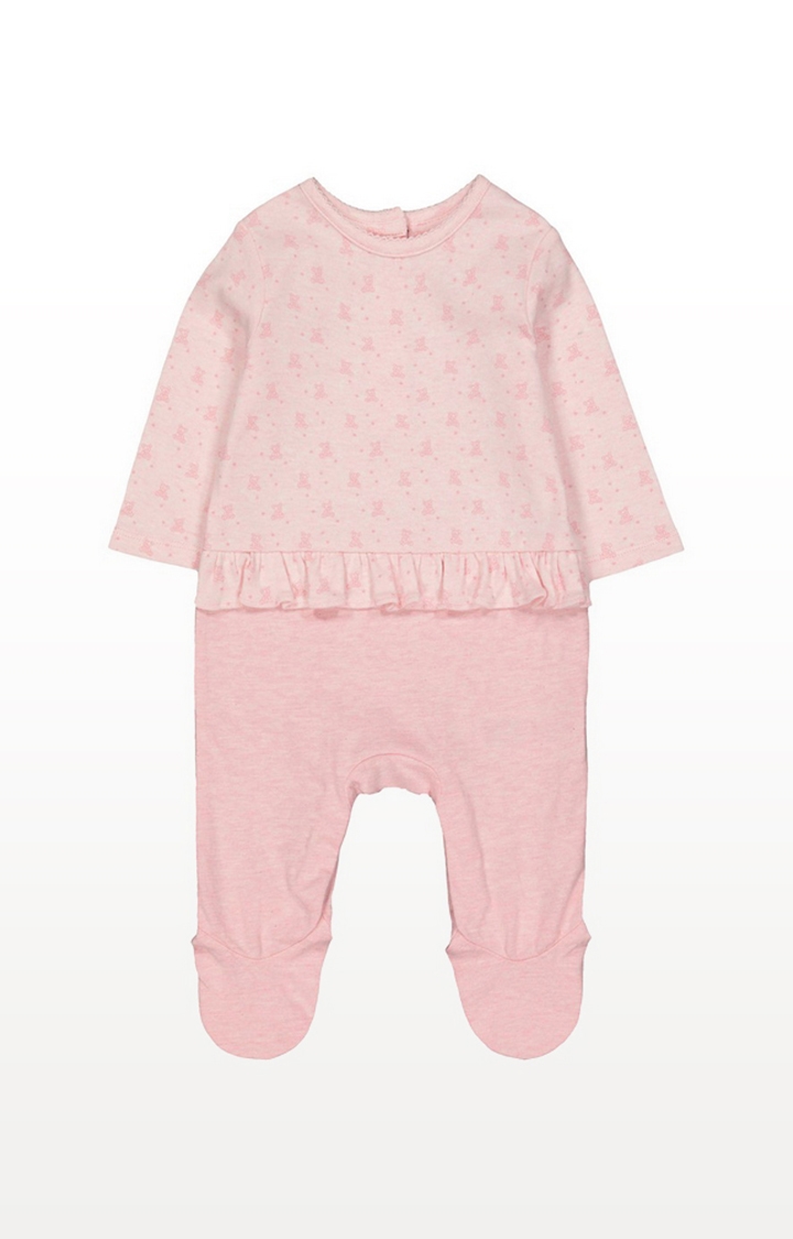 Mothercare | My First Pink Bear Mock Frill Top All In One