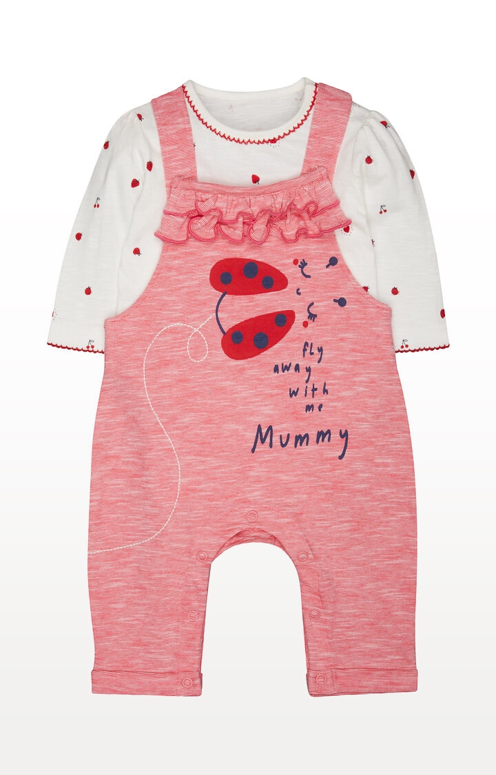 Mothercare | Striped Strawberry Dungarees and Bodysuit Set