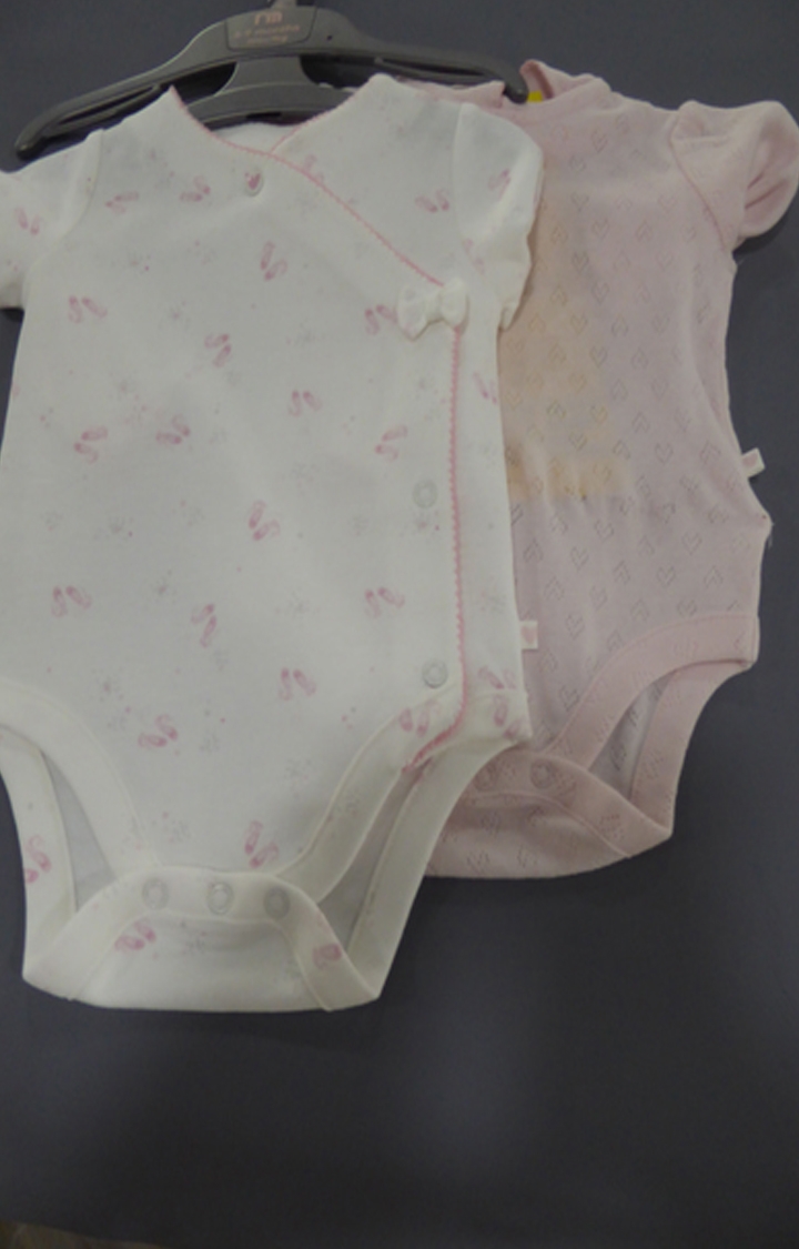 Mothercare | Pink & White Printed Romper - Pack of 2