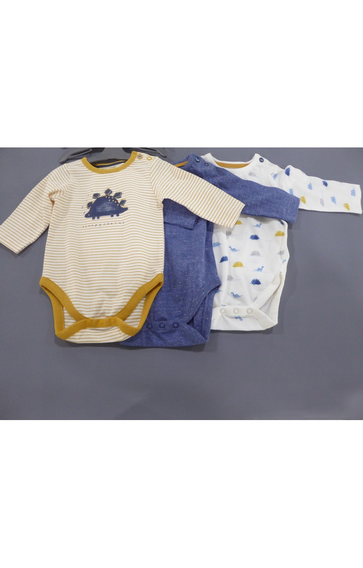 Mothercare | Yellow & Blue Printed Romper - Pack of 3