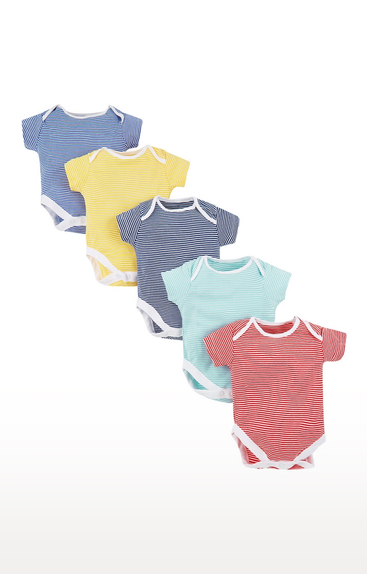 Mothercare | Multicoloured Striped Romper - Pack of 5