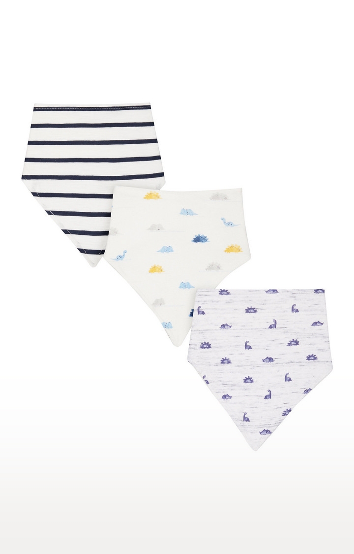 Mothercare | White Printed Bibs - Pack of 3