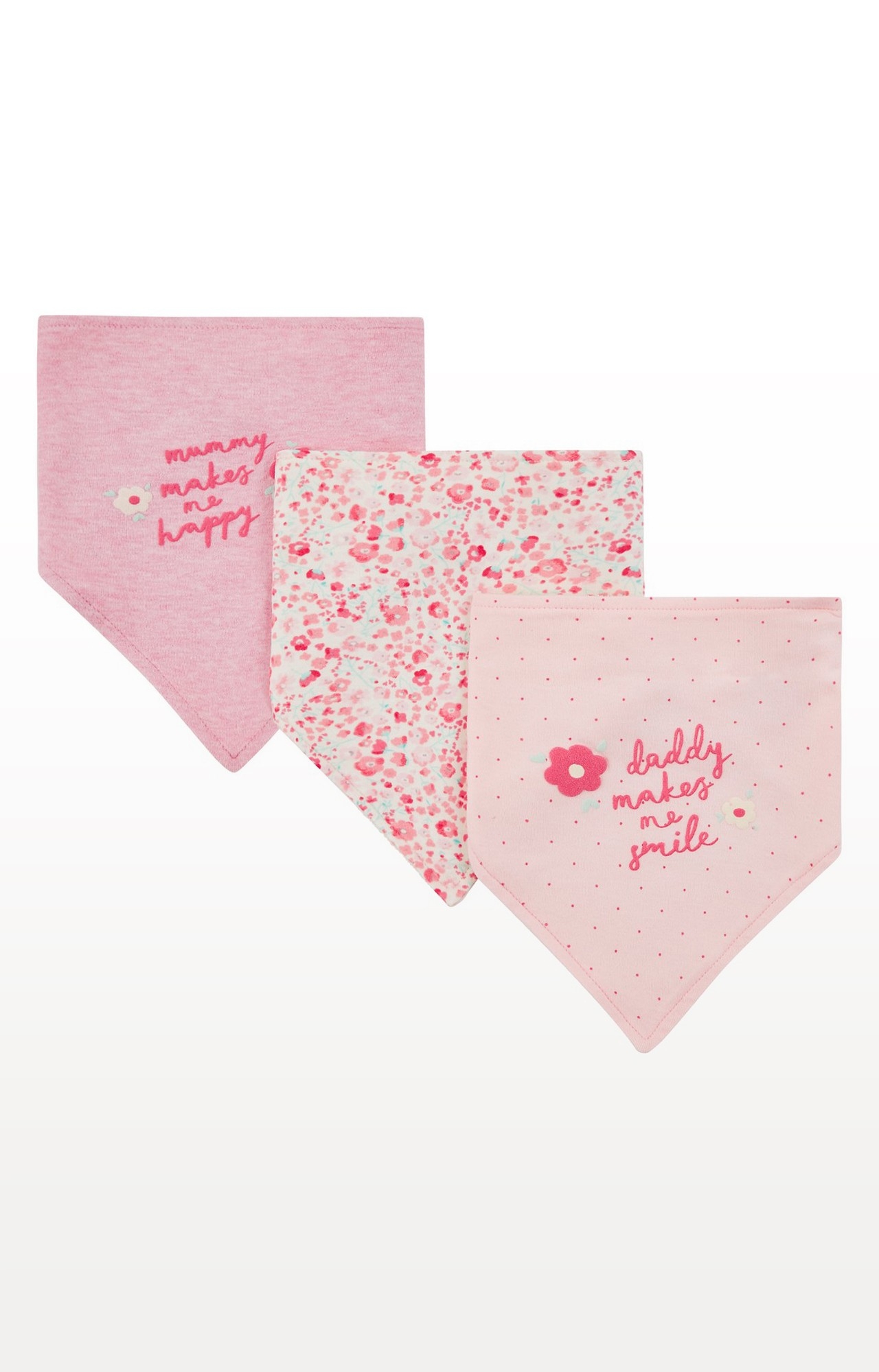 Pink Printed Bibs - Pack of 3