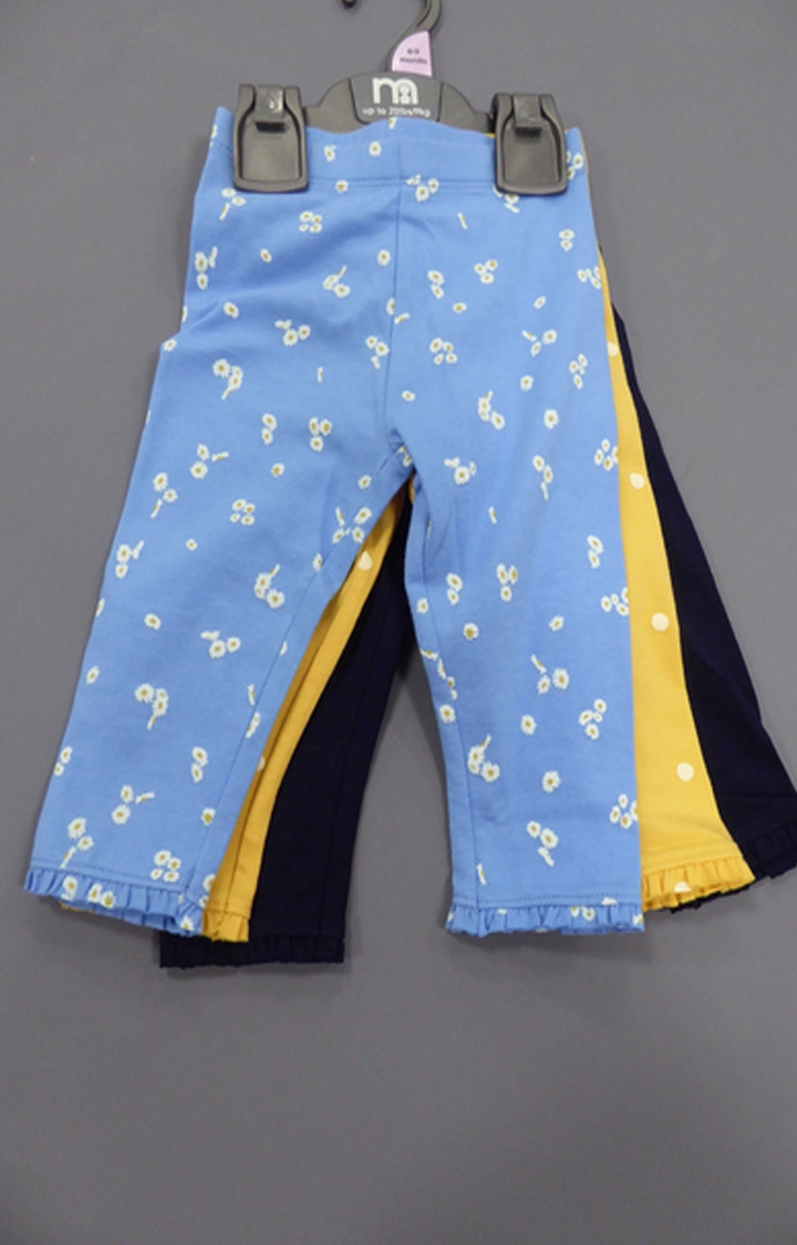 Mothercare | Yellow, Blue and Black Printed Trousers - Pack of 3