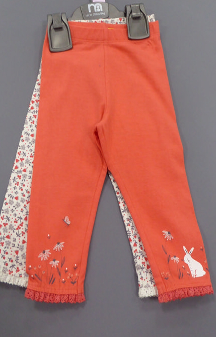 Mothercare | White and Orange Printed Trousers - Pack of 2