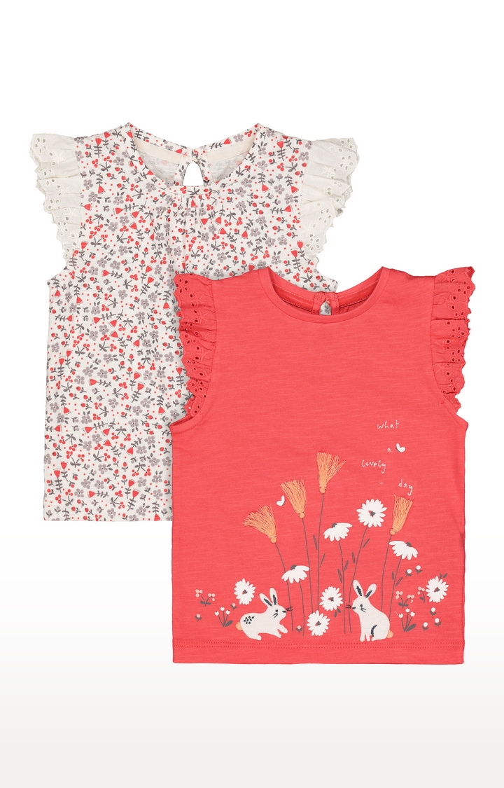 Mothercare | White & Orange Printed Top - Pack of 2