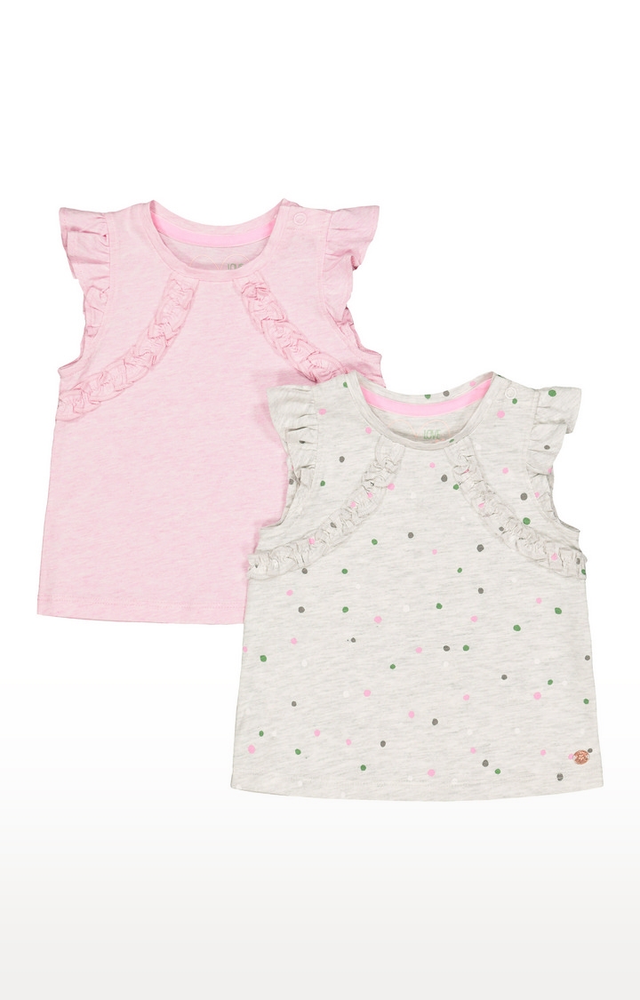 Mothercare | Grey & Pink Printed Top - Pack of 2