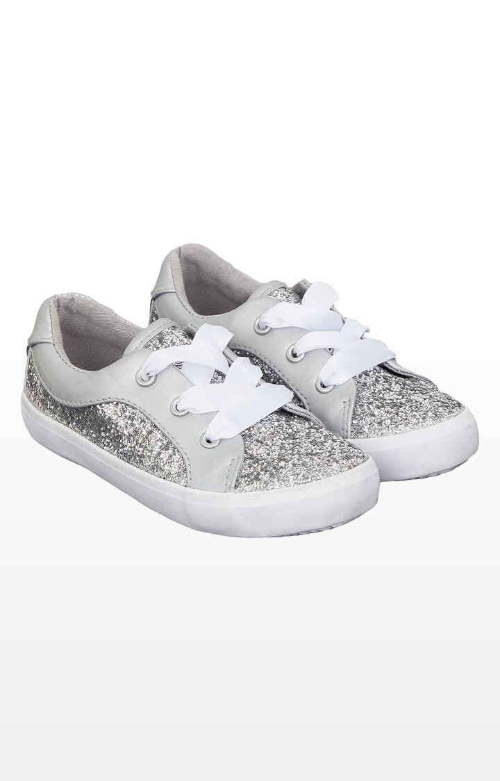 Mothercare | Silver Glitter Ribbon Trainers