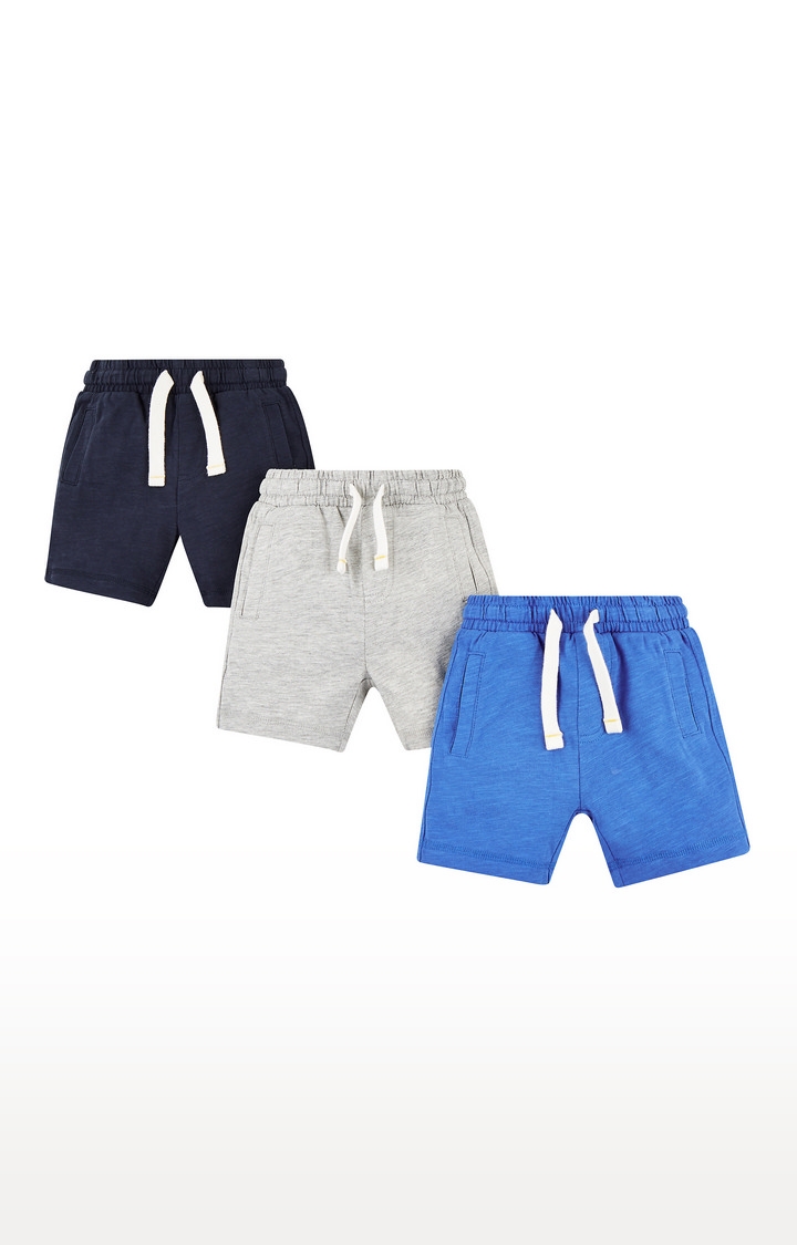Mothercare | Grey & Blue Melange Shorts - Pack of 3