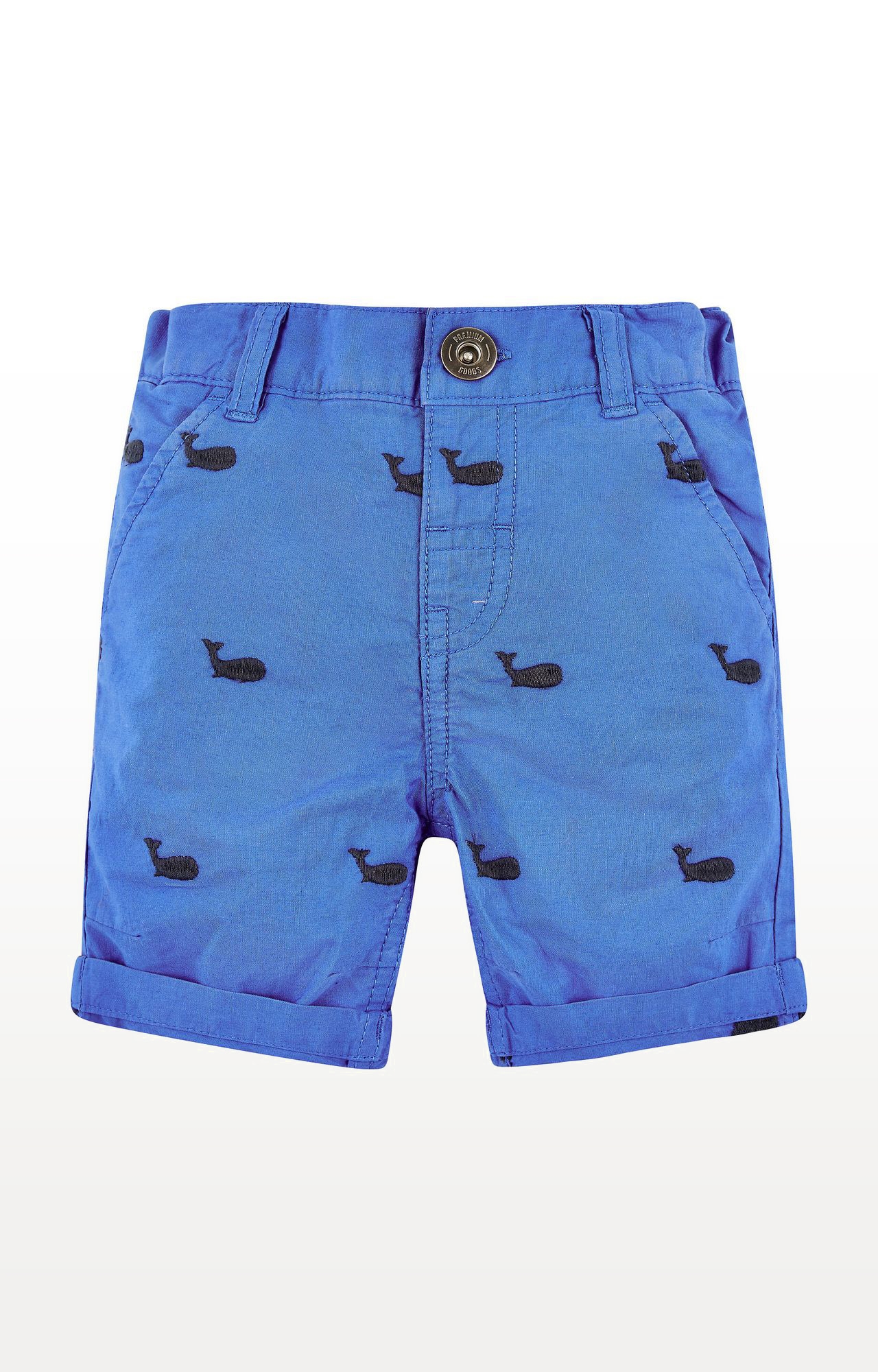 Mothercare | Boys Shorts Whale Embroidered - Blue - Blue