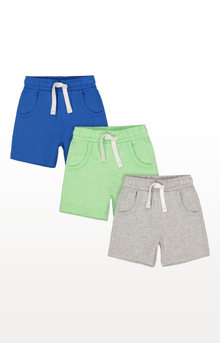 Grey, Blue And Lime Shorts - 3 Pack