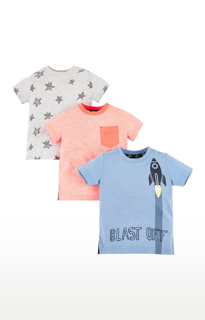 Mothercare | Blue Rocket, Orange and Star T-Shirts - 3 Pack