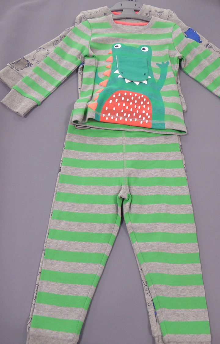 Mothercare | Green & Grey Printed Nightsuit - Pack of 2