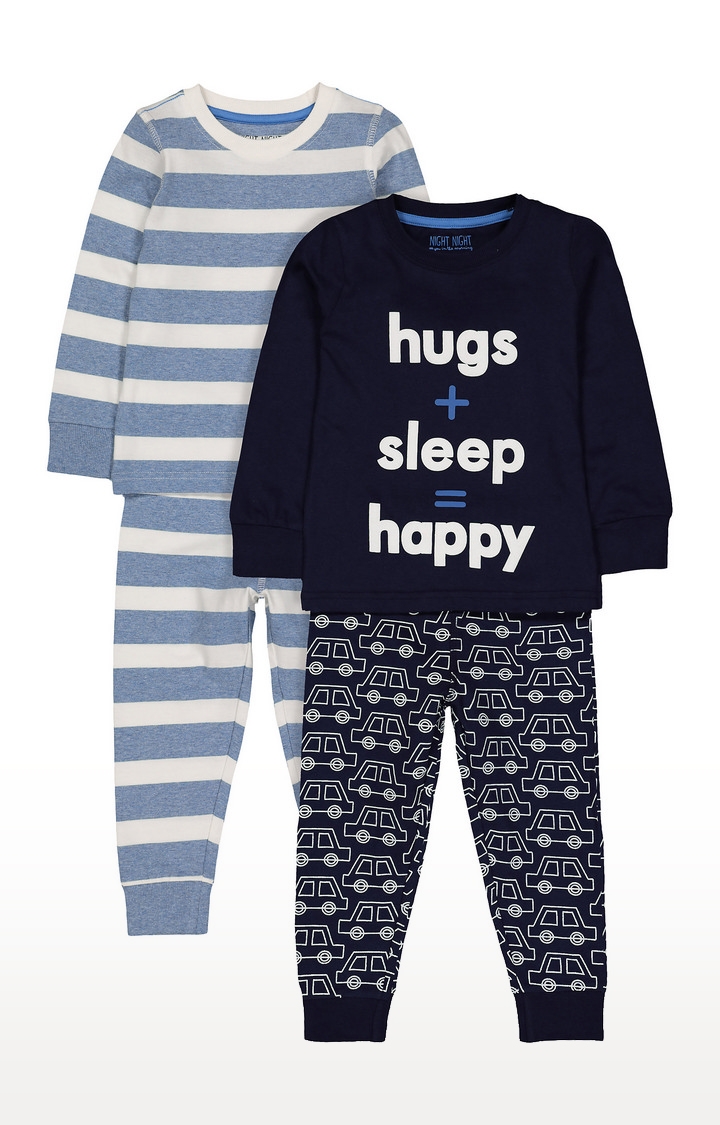Mothercare | Blue Printed Nightsuit - Pack of 2