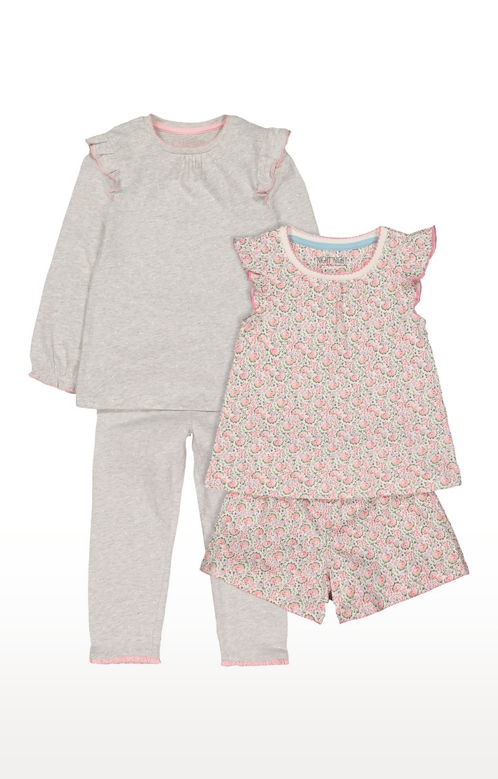Mothercare | Pink and Grey Printed Nightsuit - Pack of 2