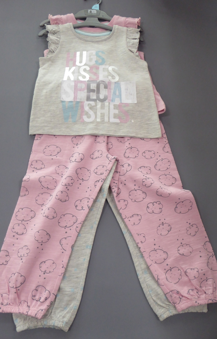 Grey and Pink Printed Nightsuit - Pack of 2