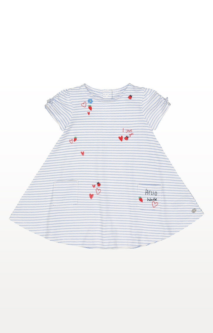 Mothercare | White and Blue Embroidery Stripe Dress