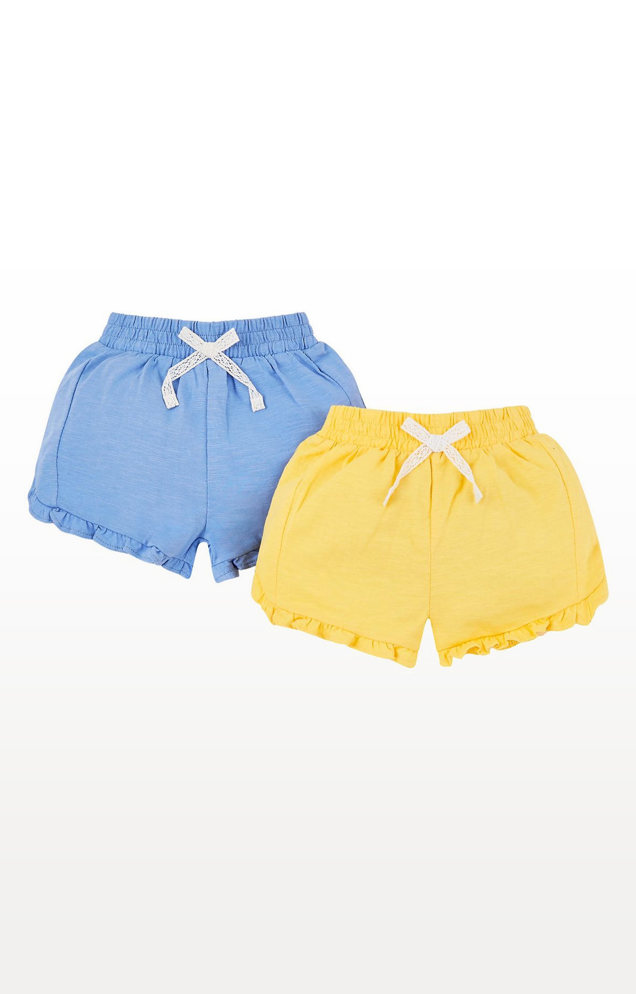 Yellow and Blue Printed Shorts - Pack of 2