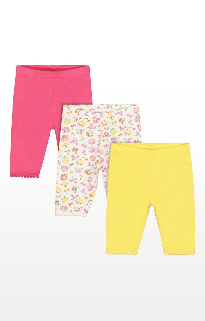 Mothercare | Floral, Yellow And Pink Crop Leggings