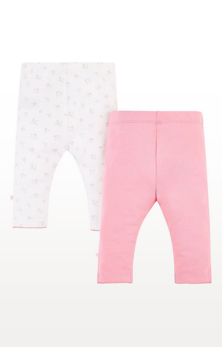 Mothercare | White Floral And Pink Leggings - 2 Pack