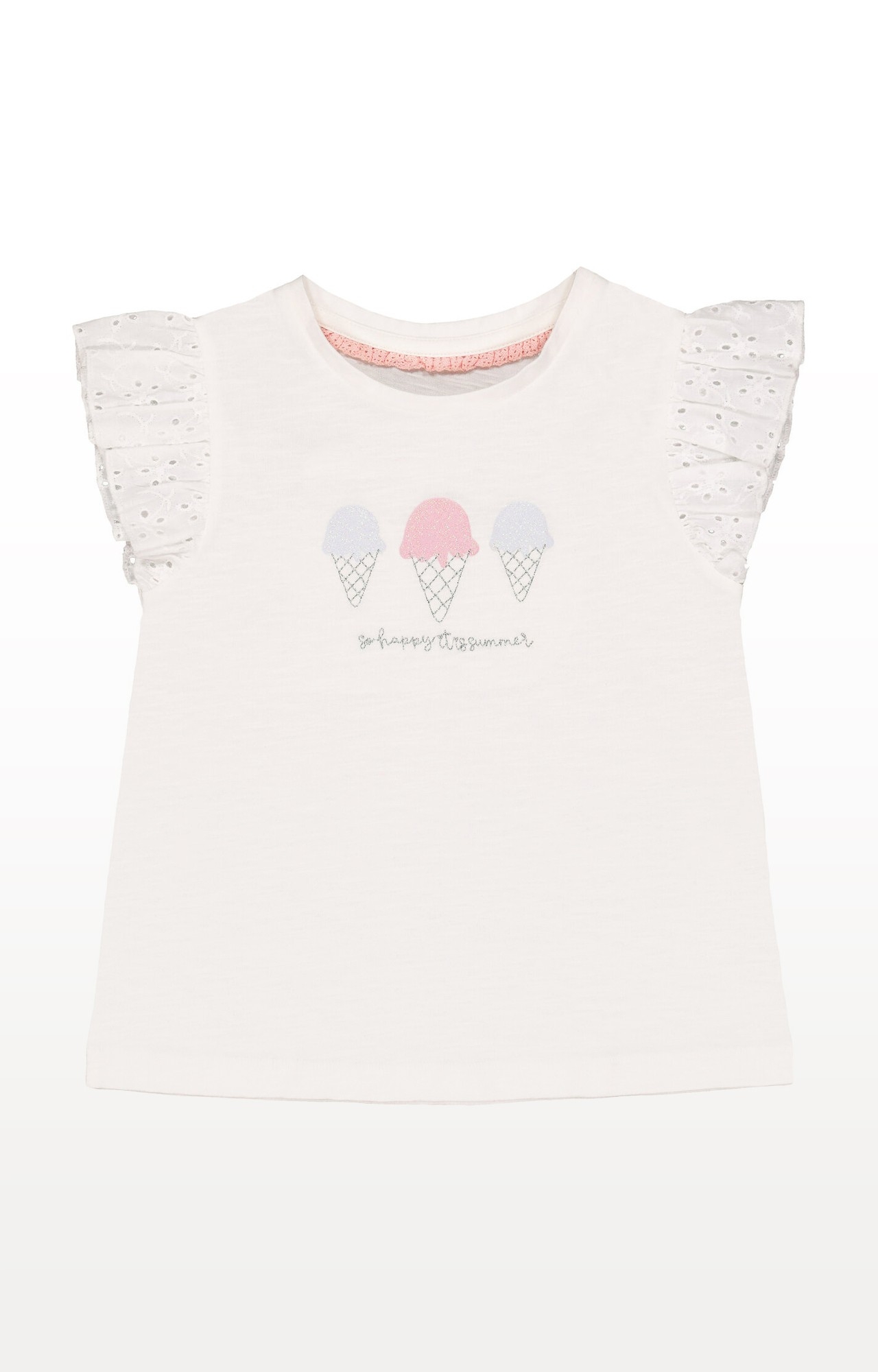 Mothercare | White Broderie Frill Ice Cream T-Shirt