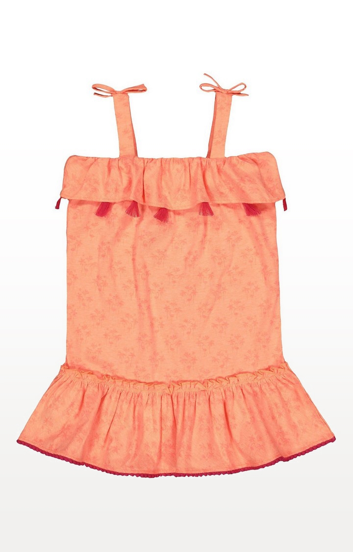 Mothercare | Palm Tree And Flamingo Coral Tassel Dress
