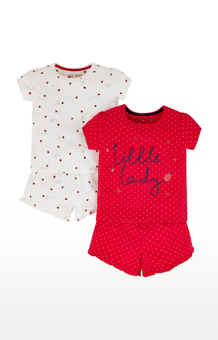 Mothercare | White and Red Printed Sleepwear Pyjamas