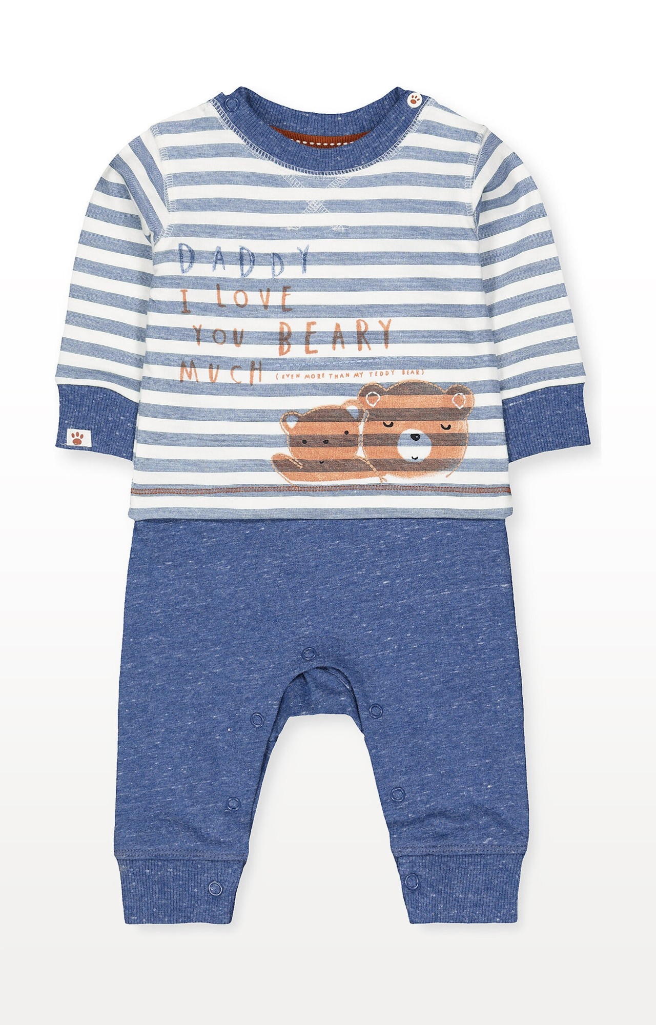 Mothercare | Blue Daddy Bear Mock Top All In One